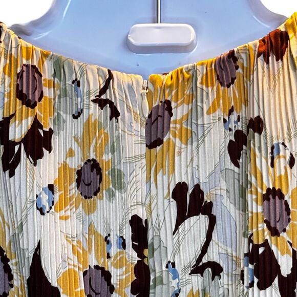New Polo by Ralph Lauren Buttercup Satin Floral Plissé Pleated Midi Dress Sz 4 - Picture 10 of 13
